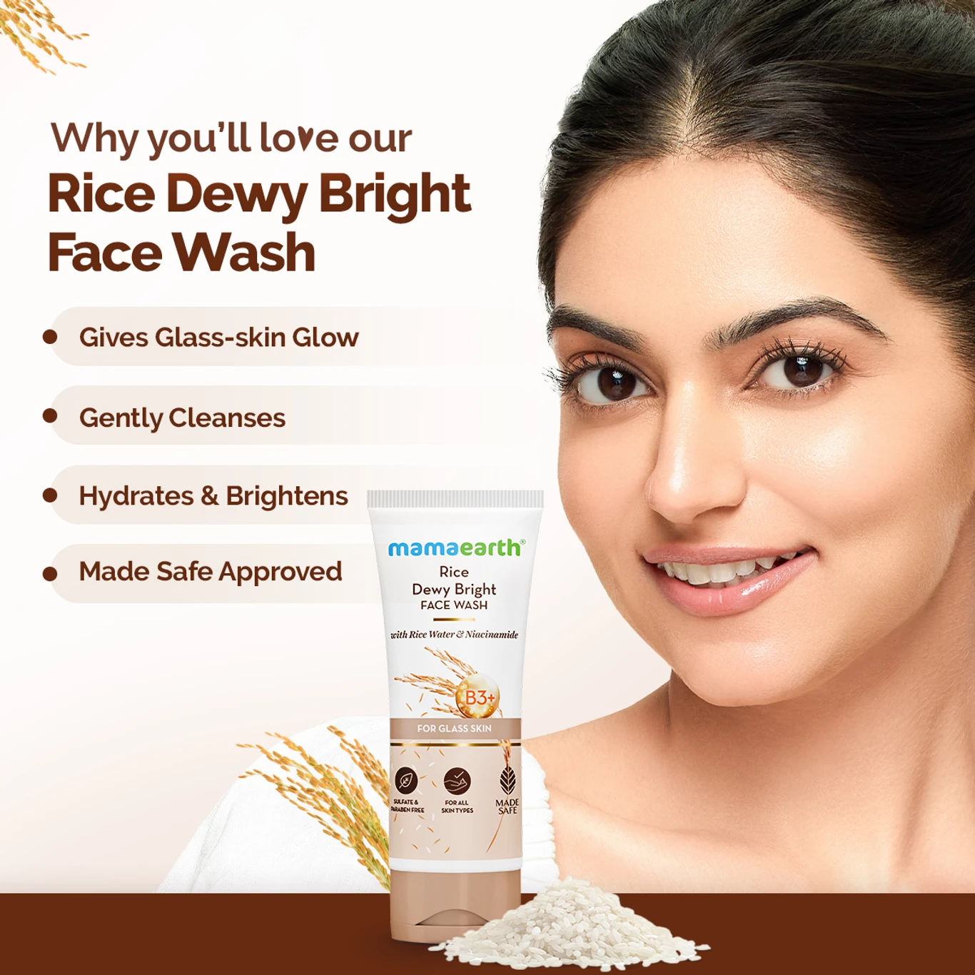 Mamaearth Rice Water & Niacinamide  Face Wash (100 ml)