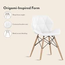 Modern White Dining Table Set with 2 Chairs – Round Table with Wooden Legs