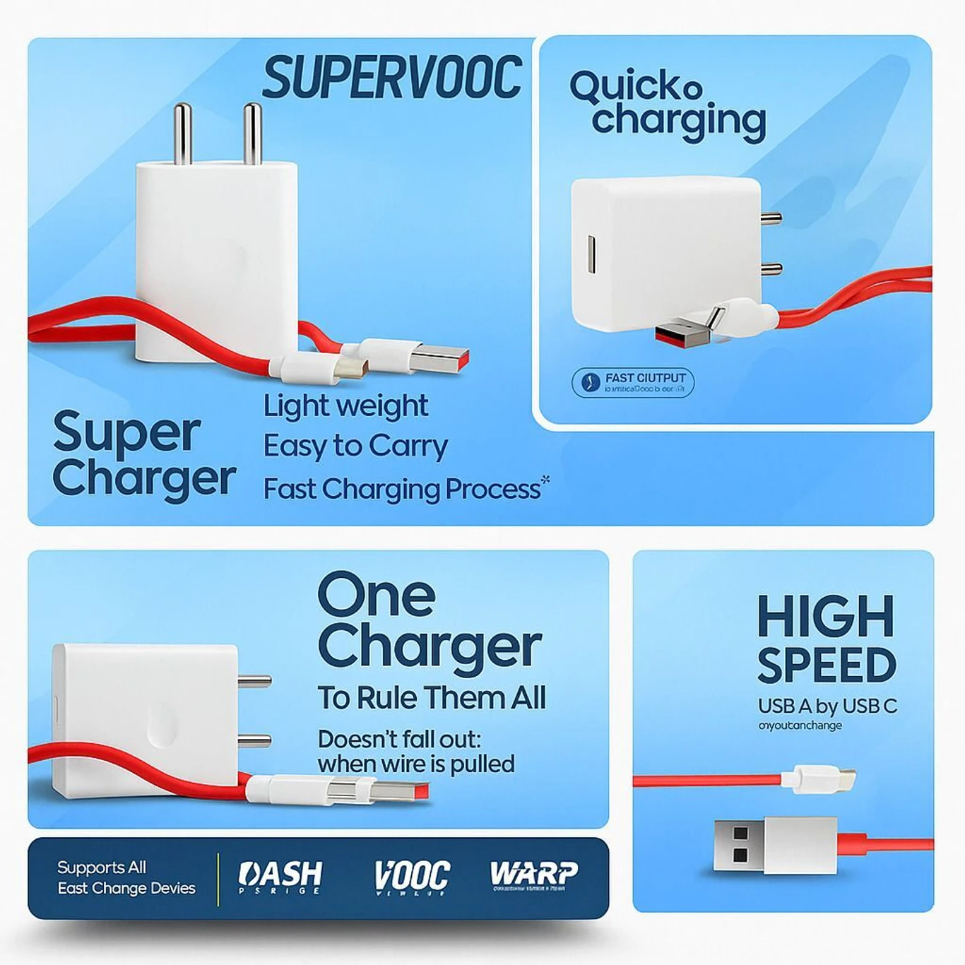 80 W SuperVOOC 6 A Wall Charger for Mobile with Detachable Cable (White, Cable Included)