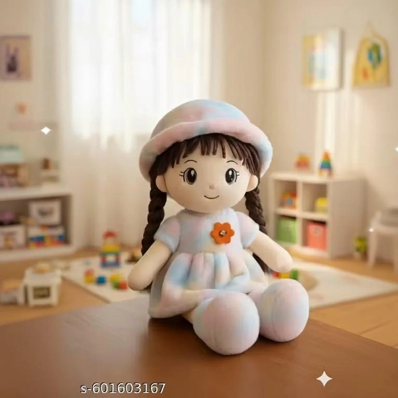 Rainbow Cutie Soft Plush Doll with Hat for Kids