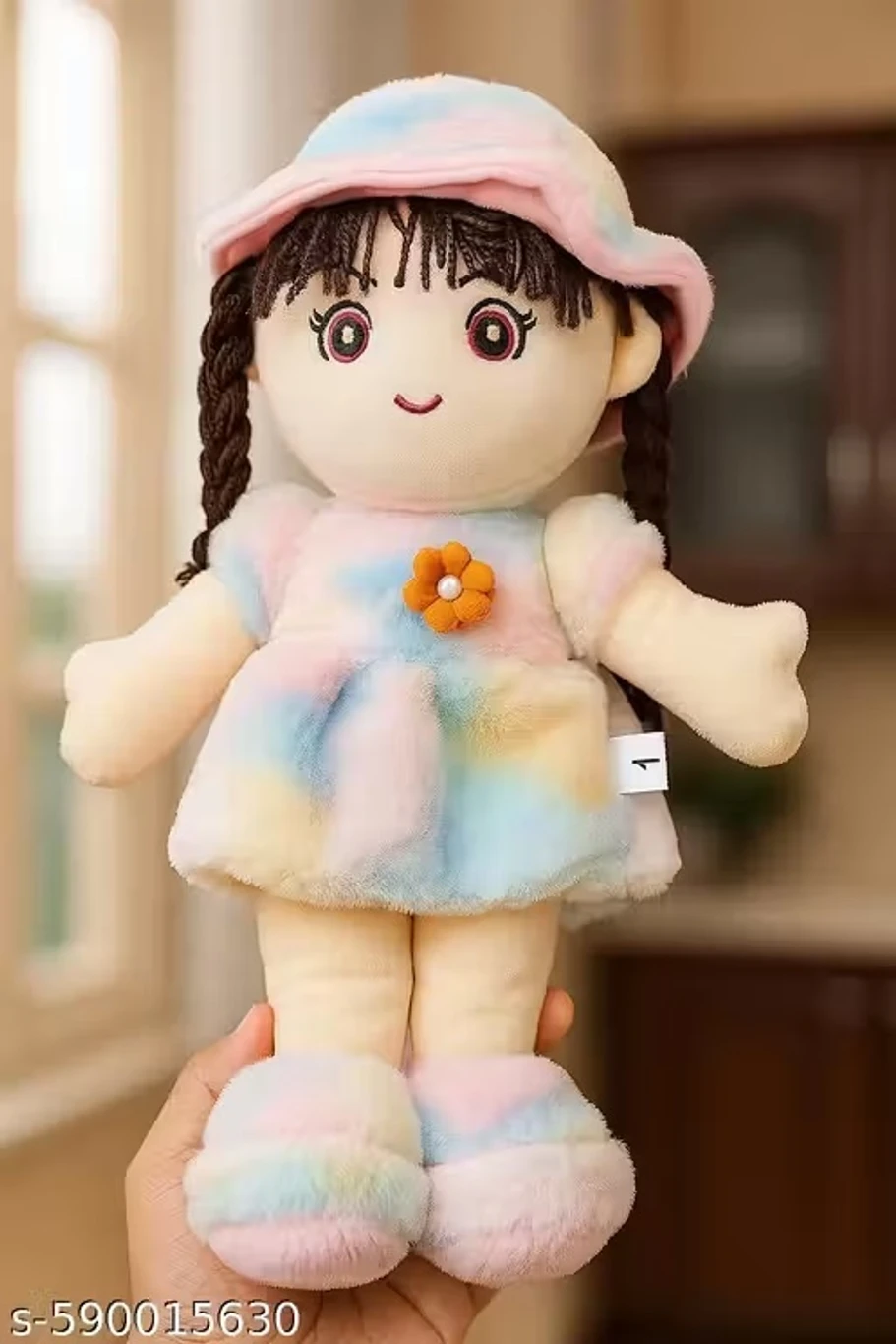 Rainbow Cutie Soft Plush Doll with Hat for Kids
